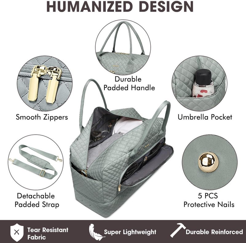 LUOCIP Large Women Travel Duffle Bag, Weekender Bags for Women with Shoe Compartment, Carry on Overnight Bag with Toiletry Bag, Gym Duffel Bag with Wet Pocket, Hospital Bags for Labor and Delivery 3 PCS Set - Image 3